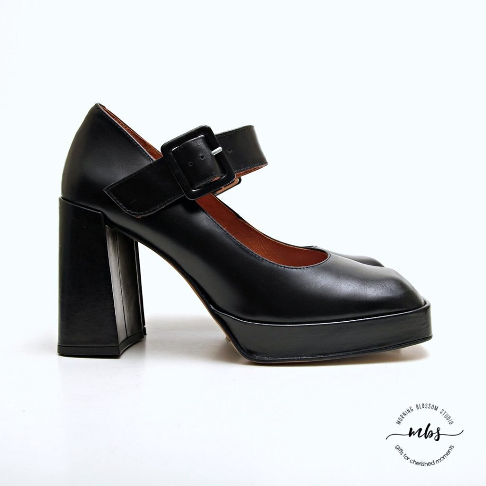 NWT Jonak‎ Paris Mary Jane Block Heels Leather Platform
